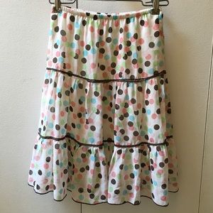 Cream-Colored Girls’ Polka Dot Skirt